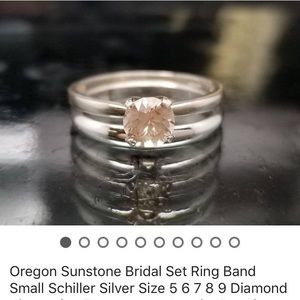 Oregon Sunstone bridal set Sterling Silver size 6